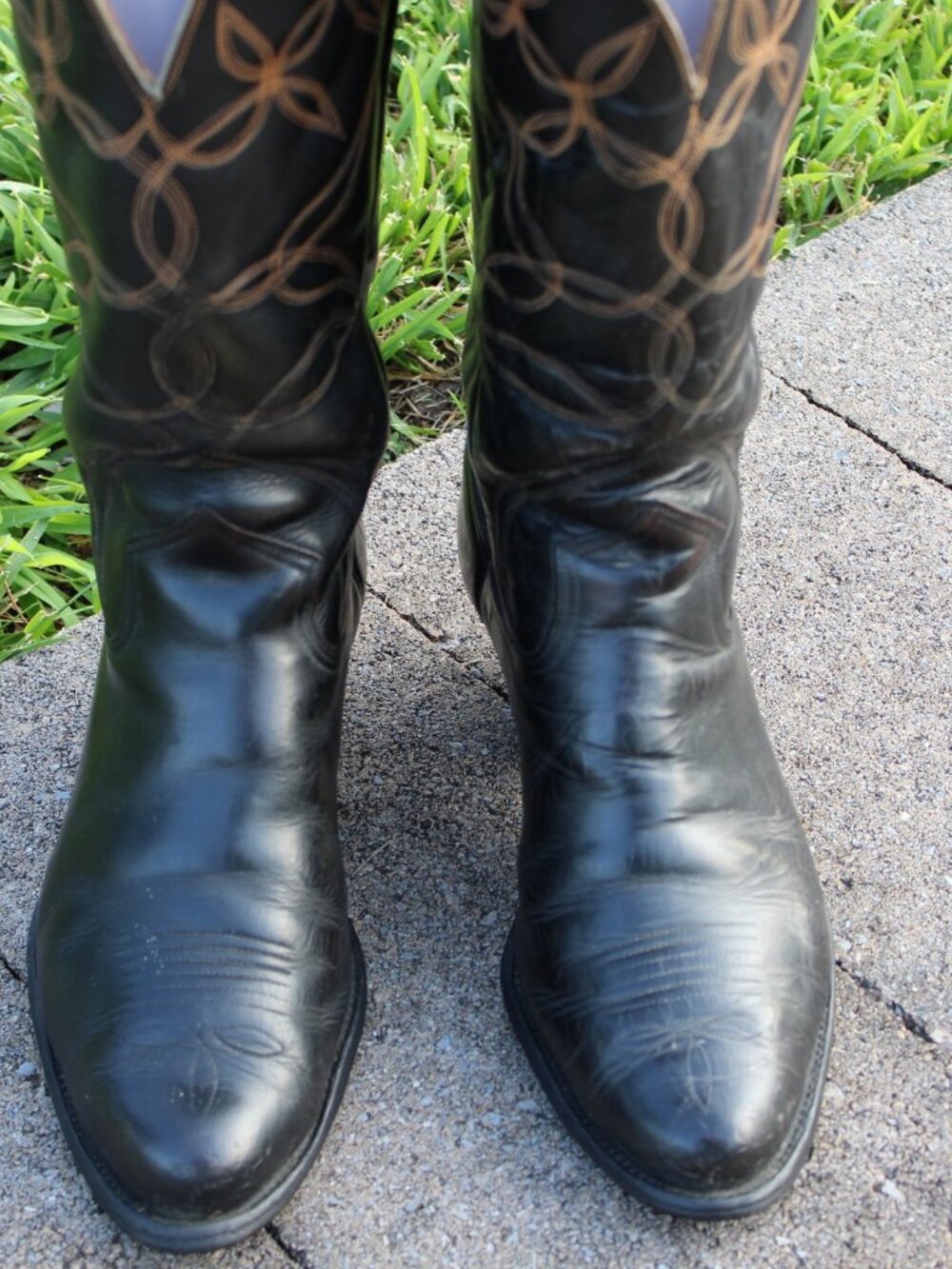 Nocona black calfskin, Chuck McGuire pair Men's Western Cowboy Boots Size 9D